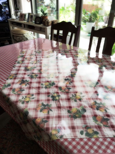 テーブルクロスを敷いて その上に透明ビニールマットを敷く家庭の写真集 透明テーブルマットのユーザーレビュー